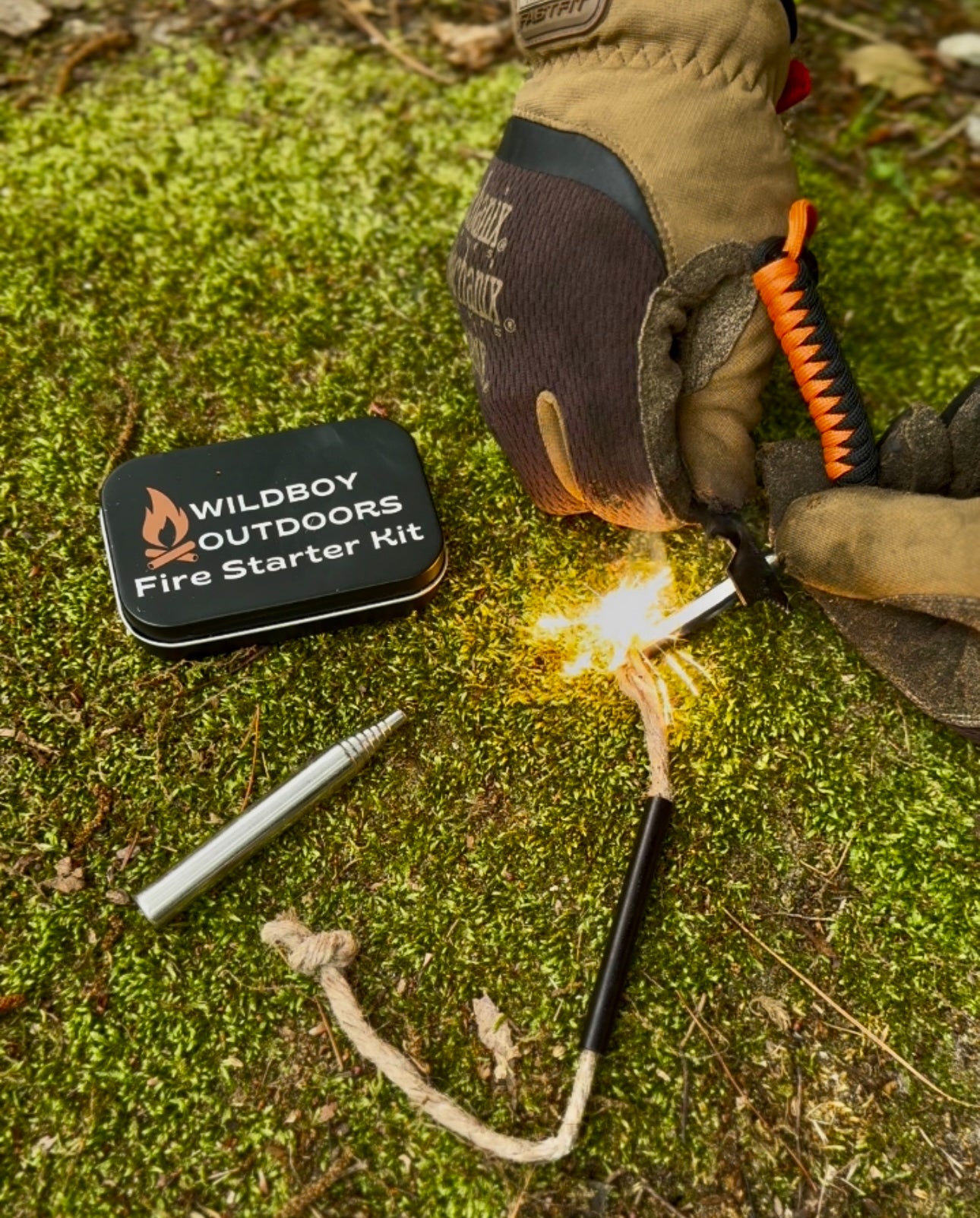 Ferro Rod & Striker, waxed Hemp Rope Tinder, Durable Metal Tin, Wildboy Outdoors Fire Starter Kit — Perfect for camping, survival, & emergency kits. Lightweight, reliable, and built to perform in any weather. Trusted by preppers & adventurers.